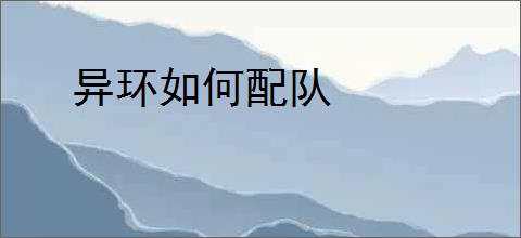 异环如何配队