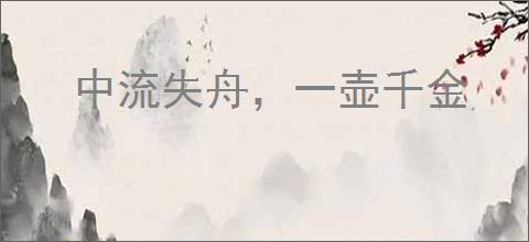 中流失舟，一壶千金