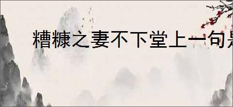 糟糠之妻不下堂上一句是什么