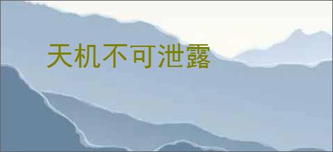 天机不可泄露