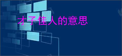 才子佳人的意思