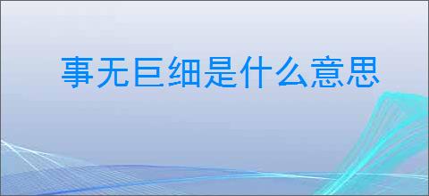 事无巨细是什么意思