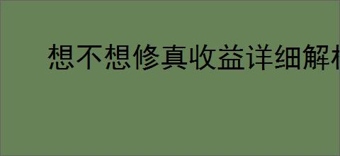 想不想修真收益详细解析