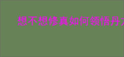 想不想修真如何领悟丹方规律