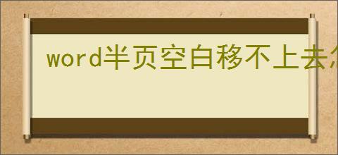 word半页空白移不上去怎么办