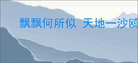 飘飘何所似 天地一沙鸥