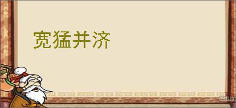 宽猛并济