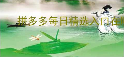 拼多多每日精选入口在哪里？如何找到并购买拼多多的精选商品？