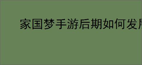 家国梦手游后期如何发展