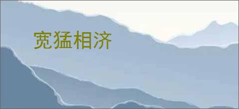 宽猛相济