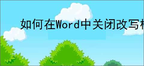 如何在Word中关闭改写模式