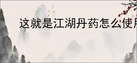 这就是江湖丹药怎么使用