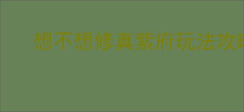 想不想修真紫府玩法攻略