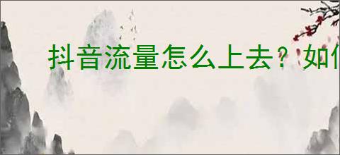 抖音流量怎么上去？如何有效提升抖音视频的流量？