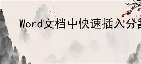 Word文档中快速插入分割线的方法