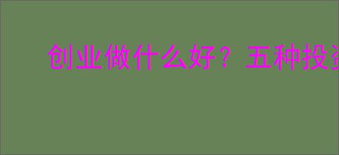 创业做什么好？五种投资少回报高的创业项目