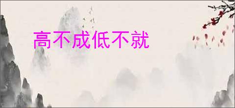 高不成低不就