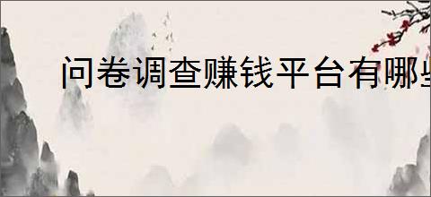 问卷调查赚钱平台有哪些？2024年问卷调查赚钱平台