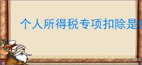 个人所得税专项扣除是什么意思