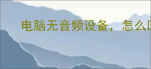 电脑无音频设备，怎么回事？