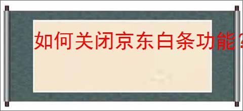 如何关闭京东白条功能?有何影响?