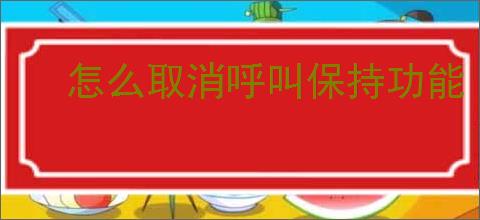 怎么取消呼叫保持功能