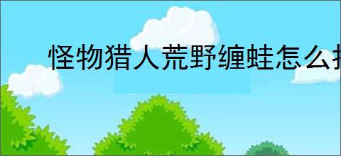 怪物猎人荒野缠蛙怎么打