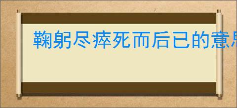 鞠躬尽瘁死而后已的意思