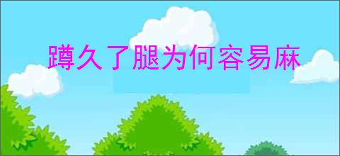 蹲久了腿为何容易麻