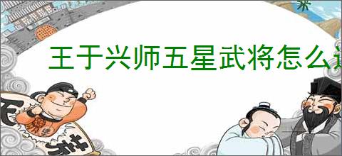 王于兴师五星武将怎么选
