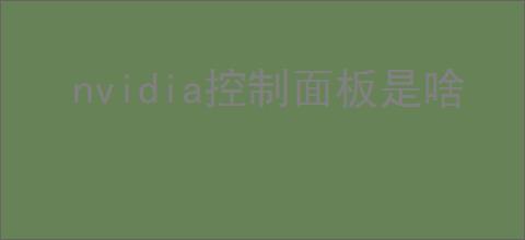 nvidia控制面板是啥
