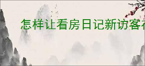 怎样让看房日记新访客在系统中显示