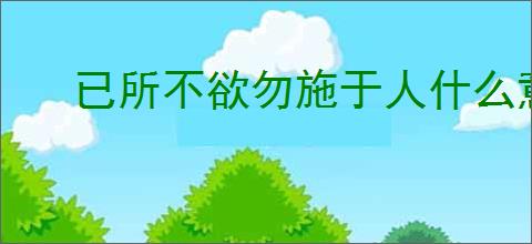 已所不欲勿施于人什么意思的成语