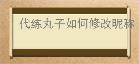 代练丸子如何修改昵称
