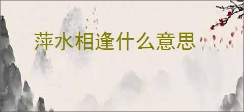 萍水相逢什么意思
