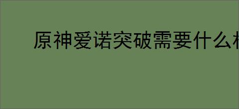 原神爱诺突破需要什么材料
