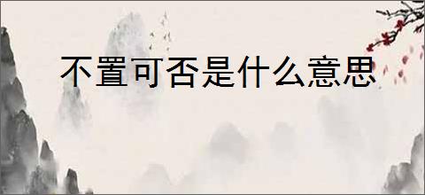 不置可否是什么意思