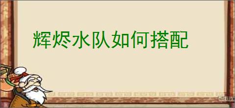 辉烬水队如何搭配