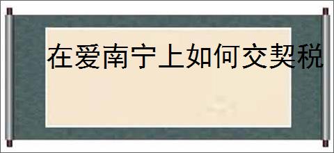 在爱南宁上如何交契税