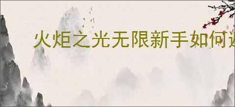 火炬之光无限新手如何避坑