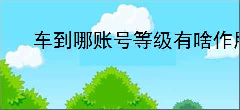 车到哪账号等级有啥作用