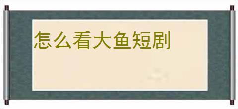 怎么看大鱼短剧