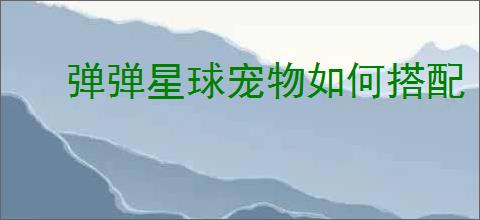 弹弹星球宠物如何搭配