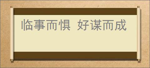 临事而惧 好谋而成