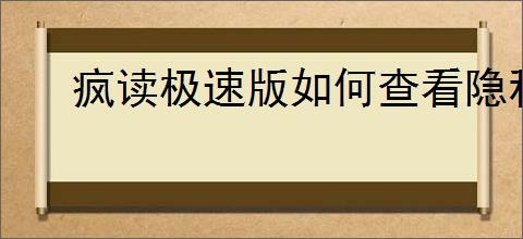 疯读极速版如何查看隐私