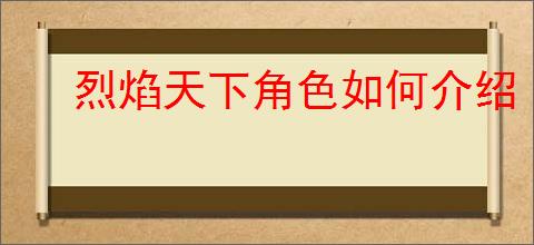 烈焰天下角色如何介绍