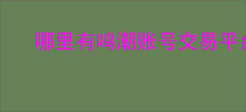 哪里有鸣潮账号交易平台