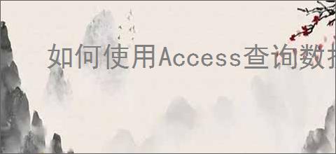 如何使用Access查询数据